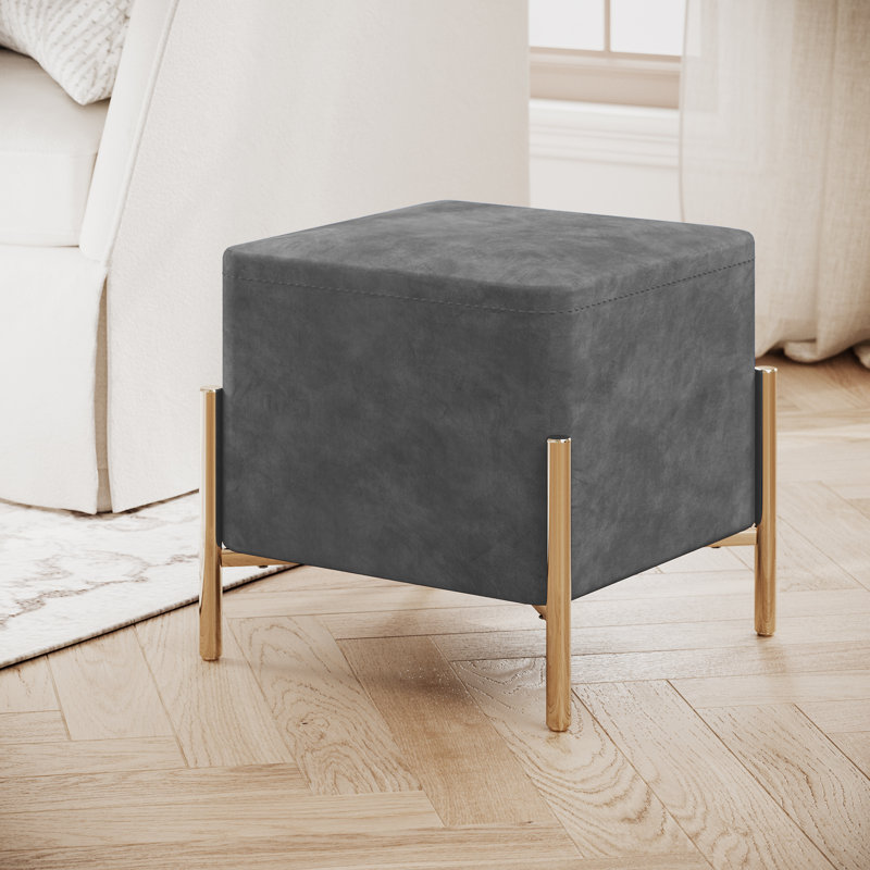 Barnum 16" Wide Square Footstool Ottoman, Gray