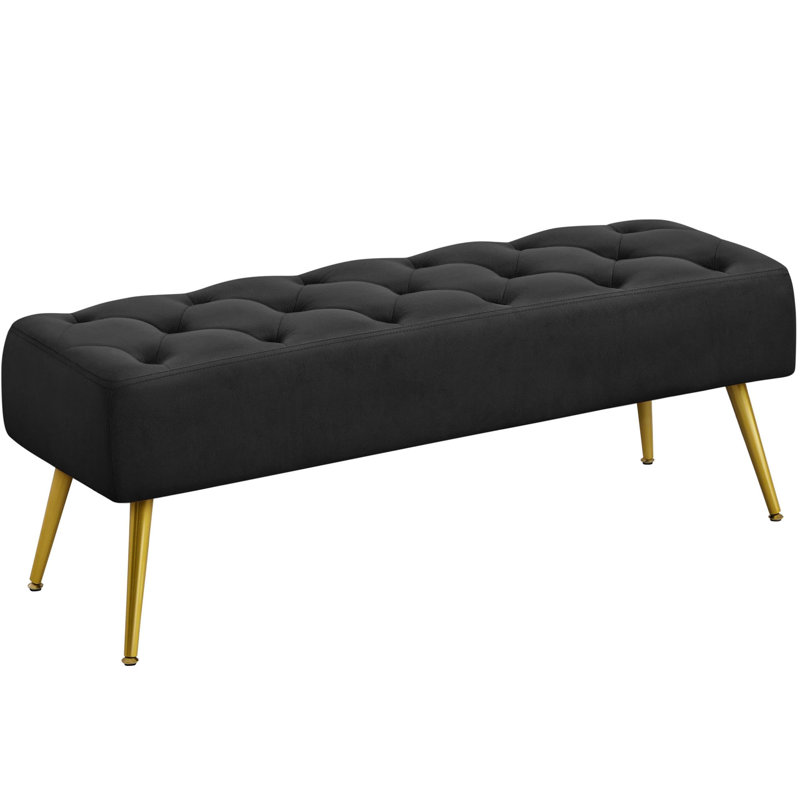 Banc avec repose-pieds Modern Velvet, Noir