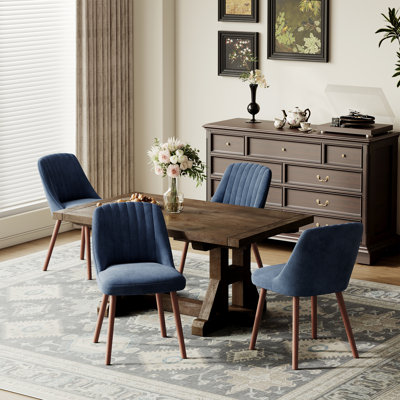 Modern Upholstered Dining Chairs with Solid Wood Legs