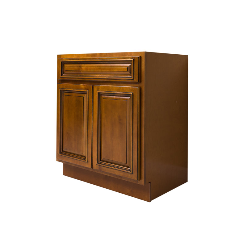 Armoire de salle de bain simple sur pied l 30 po - prête à assembler, Cognac