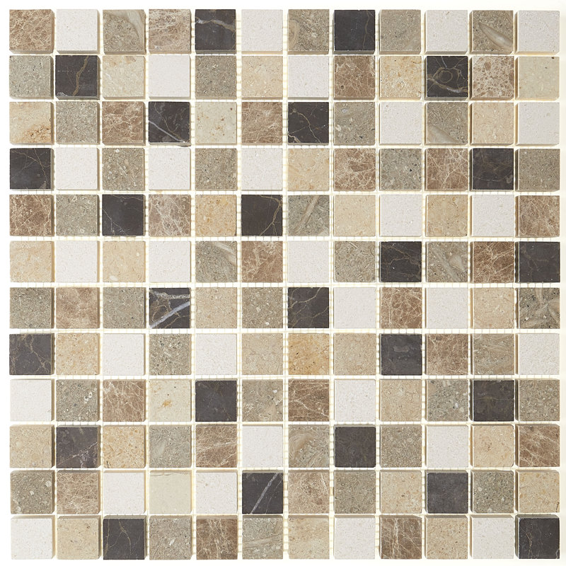 Marble Collection 1" x 1" Natural Stone Mosaic Accent Tile in Brenta Blend