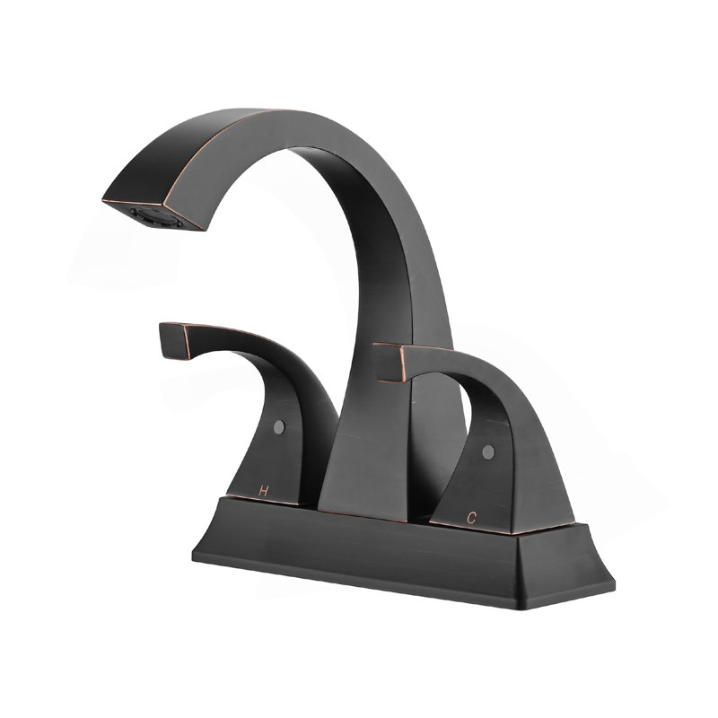 Robinet de lavabo de salle de bain central à deux poignées 4 pouces avec bonde escamotable, bronze huilé