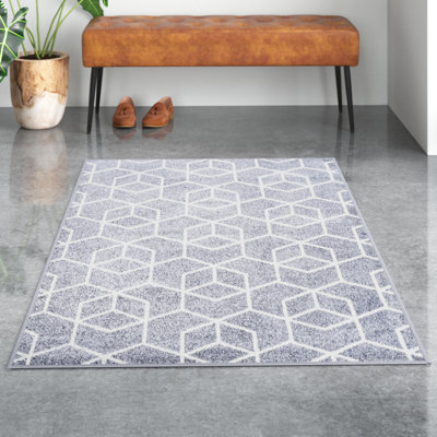Amuda Blocks Modern Geometric Gray/White Rug