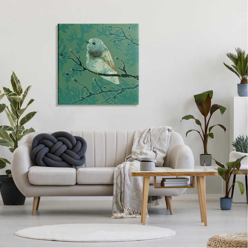«Green Bird perché» par Verbrugge Watercolor, impression sur toile tendue, H 30 po x l 30 po x P 1,5 po