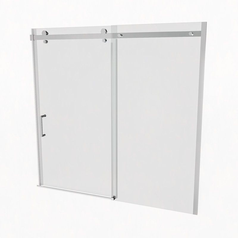 56-60" W X 58" H Mod Semi-Frameless Sliding Bathtub Door With 5/16" (8Mm) Clear Glass, Brushed Nickel