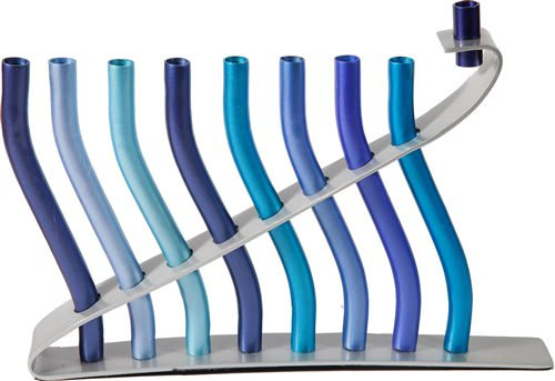 Silver Menorah, Blue/Purple