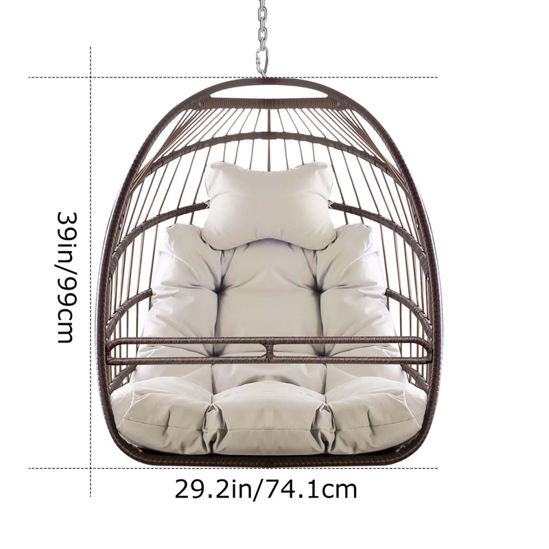 Swing Hammock Egg Basket Chairs Without Stand, Brown, Beige