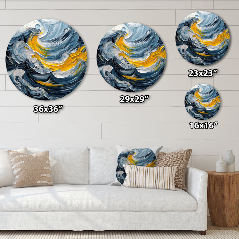 Anton - peinture abstraite ronde, art mural en métal, H 29 po x l 29 po