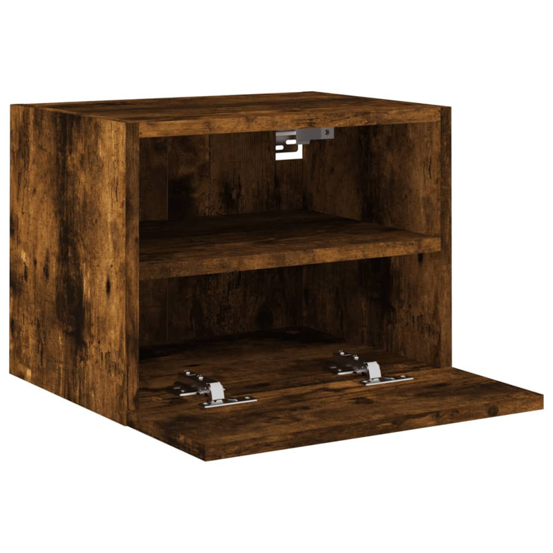 Nataniah Unfinished TV Stand for TVs up to 24", Smoked Oak