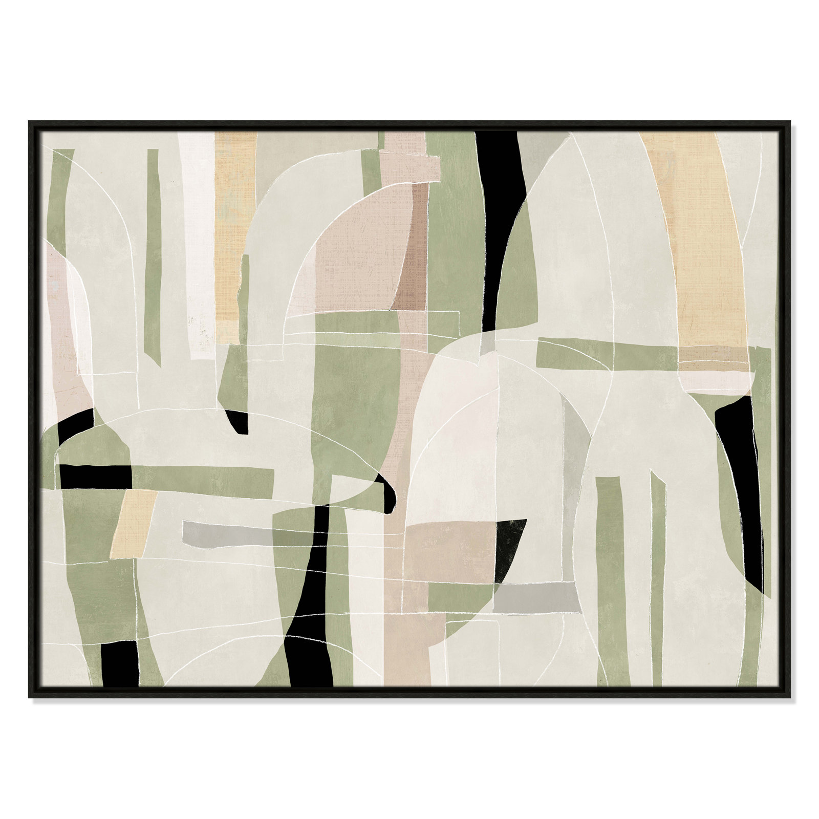 Sunny Barcelona - Floater Frame Canvas, 41.5" W x 31.5" H, Espresso