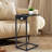2-Pack Tall C-Shaped Side Table with Power Outlets Black