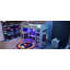 Lit mezzanine avec bureau Gaming, tablettes à plusieurs rangements, porte-vêtements à DEL-1606419784