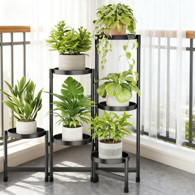 6-Tier Rotating Plant Stand For Indoor Outdoor Use, Heavy-Duty Metal Flower Display Shelf With Tool-Free Assembly, Space Saving Corner Plant Holder Fo