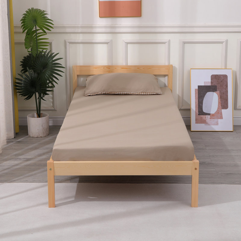 Izeal Solid Wood Bed, Natural, Single (3')