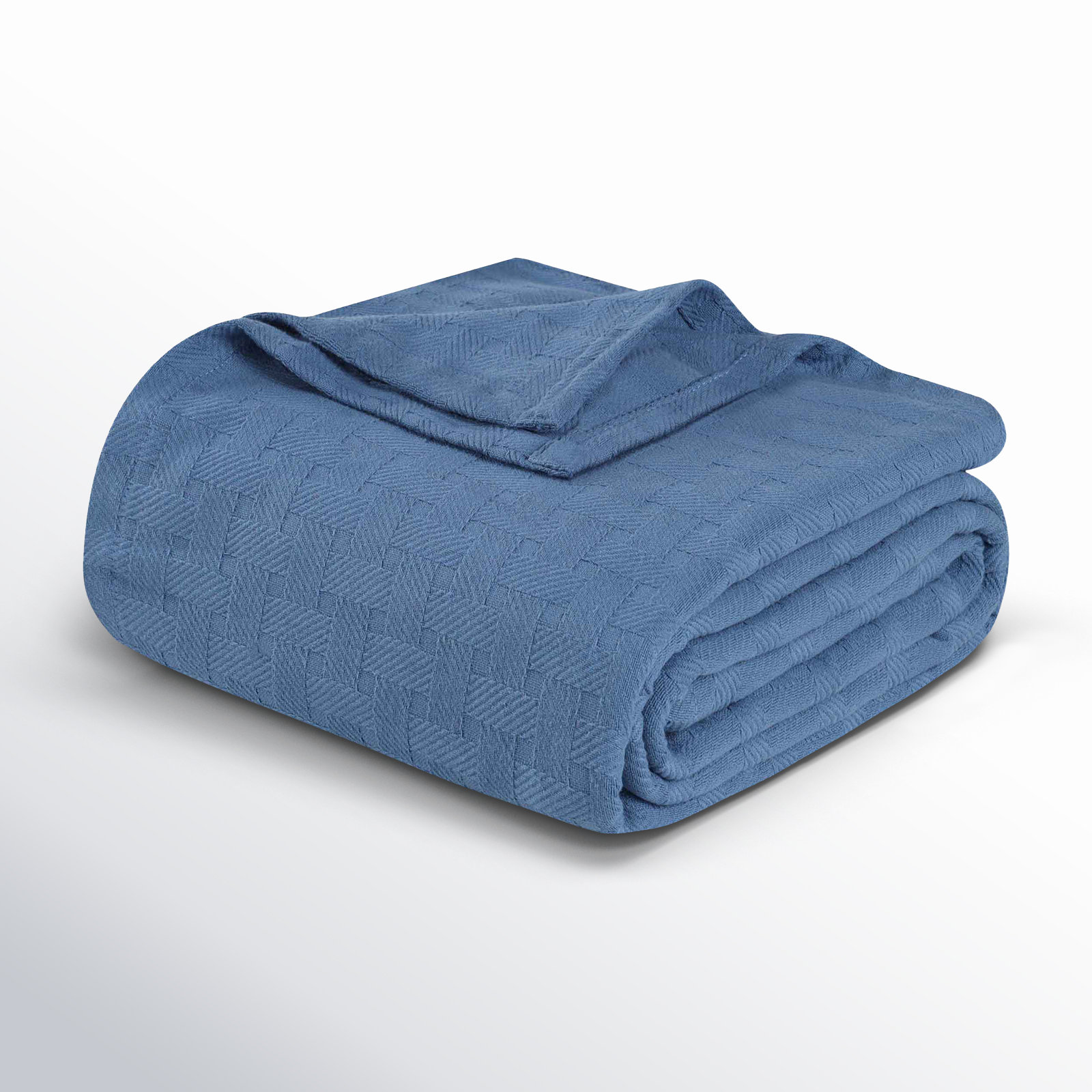 Bertie Cotton Throw Blanket, Twin, Blue