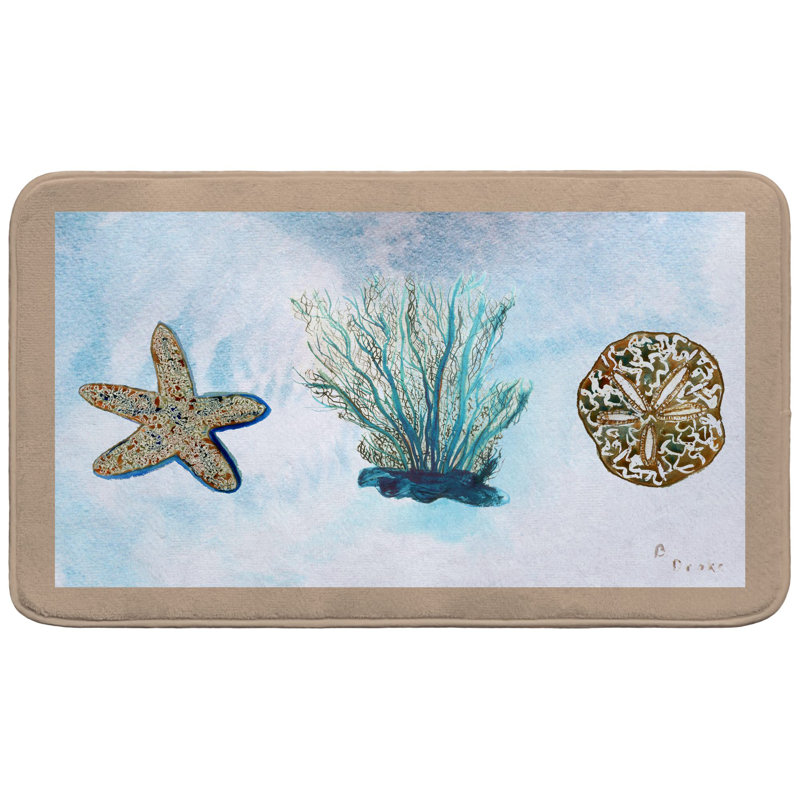 Tapis de bain bleu corail sur bleu sarcelle, Simple - L 18 po x l 30 po