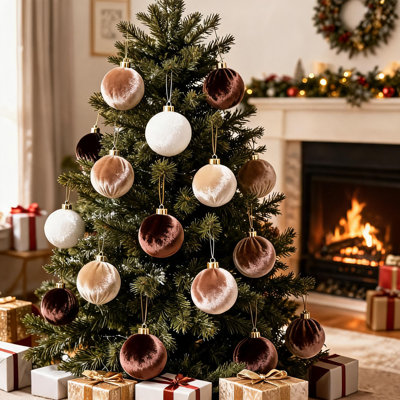 Lot de 12 boules de Noël incassables en velours de 8 cm (3,15 pouces), en tissu PVC souple, pour décorer le sapin, la guirlande, la couronne et le foyer pendant les fêtes.