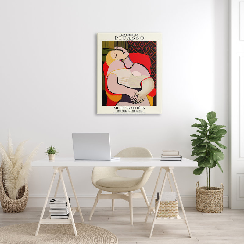 Chaise Picing, peinture abstraite traditionnelle Picasso, H 40 po x l 30 po, Toile tendue
