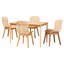 Ensemble repas pour 4 personnes en rotin et bois d'acajou Kinnard