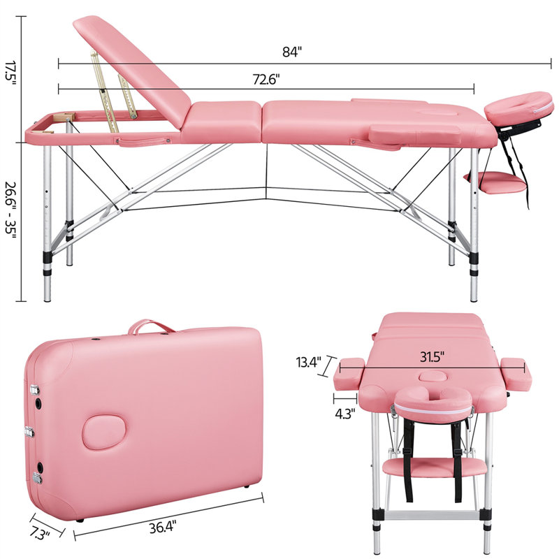 Adjustable Massage Bed 3 Fold Height with Backrest