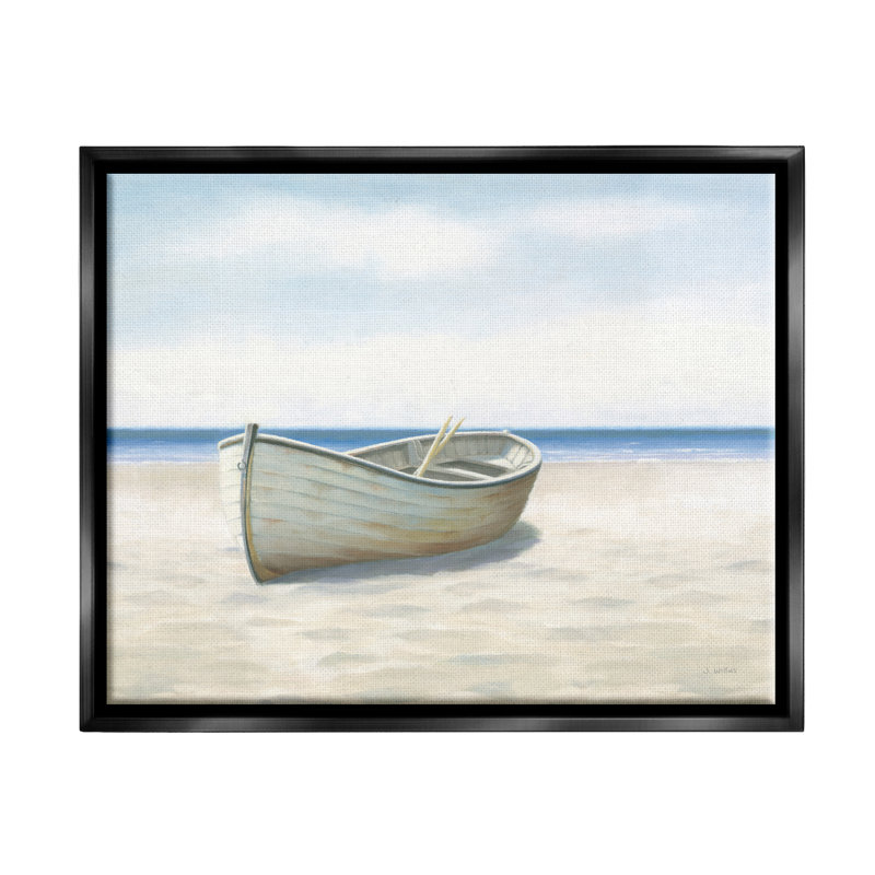 «Breakwater Bay Boat On Coast», peinture sur toile encadrée par James Wiens, H 17 po x l 21 po x P 1,7 po