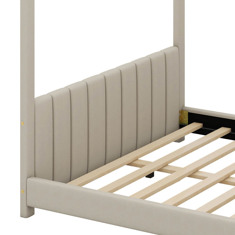Lit en bois Searsboro, Beige, Complète