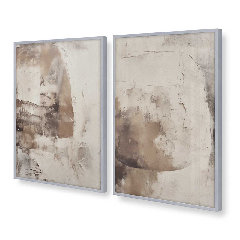 Mocha Musings, ensemble de 2 impressions dans un cadre, Chrome poli, H 15,25 po x l 24,5 po