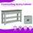 48" Solid Pine Wood Console Table With 2 Drawers 2 Cabinets & Bottom Shelf Distressed Finish