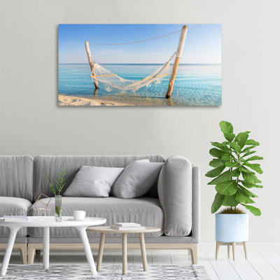 Hammock By The Sea - Wrapped Canvas Print