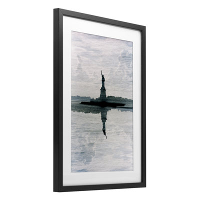 Statue Of Liberty Reflection Framed Print Under Glass, design by Robin Vandenabeele