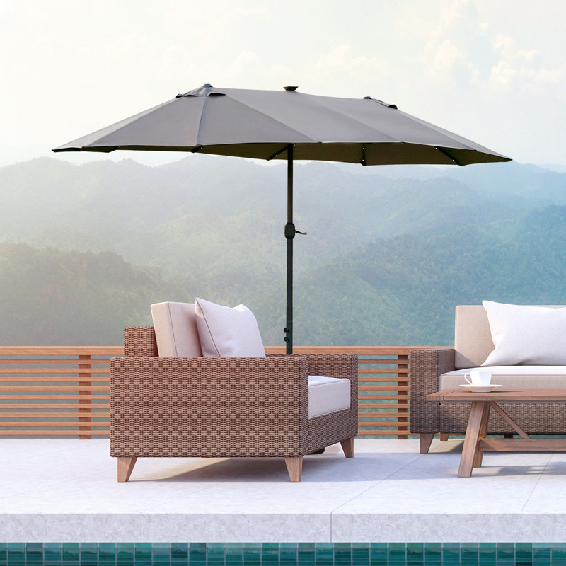 443cm X 260cm Rectangular Lighted Market Parasol, Dark Grey