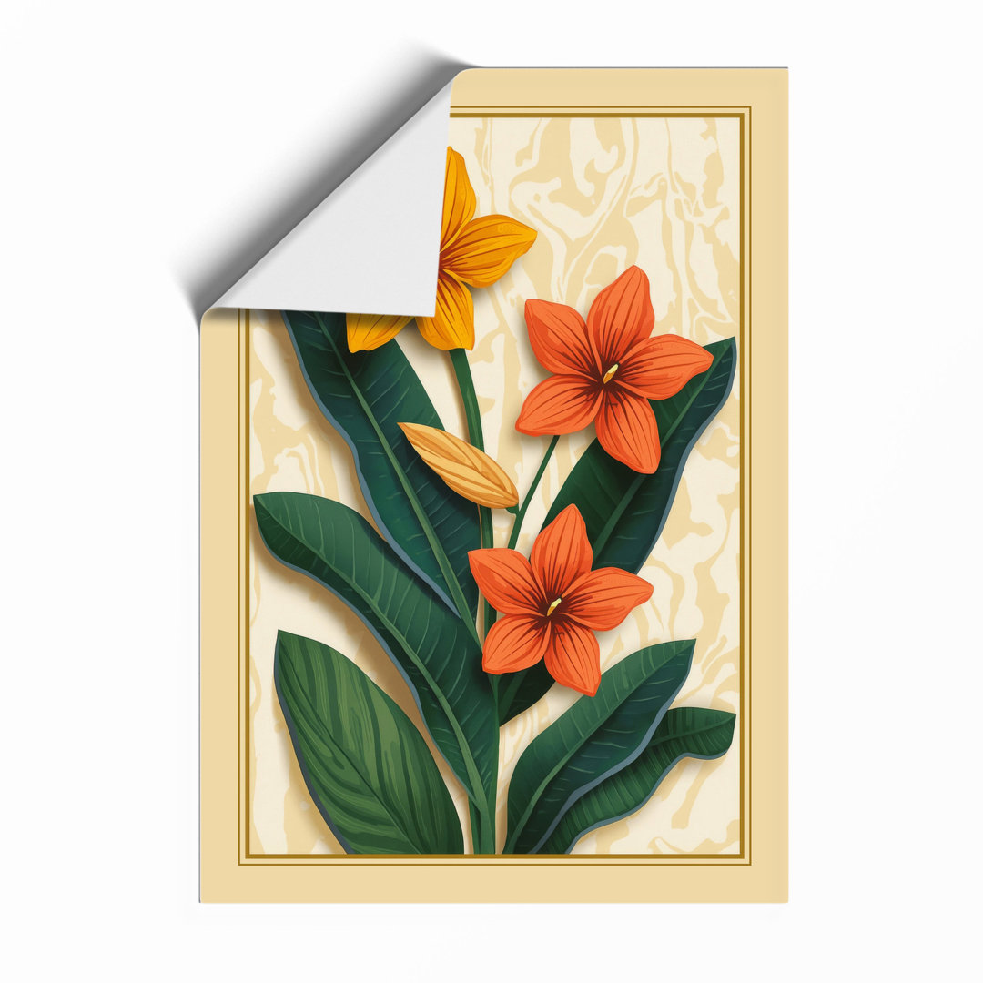 Golden Lilies Botanical Framed Art Print