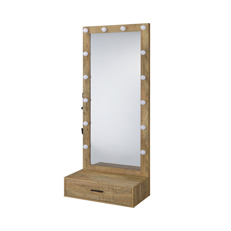 Miroir de plancher l 27,90 po, Bois de mangue