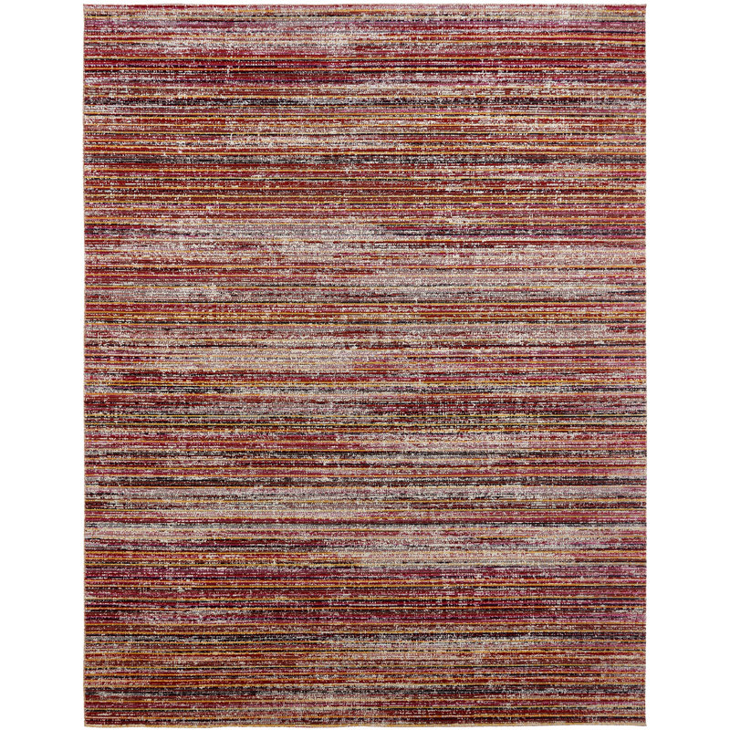 Summer Striped Area Rug in Red, Round 8'