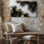 Toile, création d'une composition abstraite avec un design tourbillonnant d'art mural noir, textures blanches et dorées-1668065568