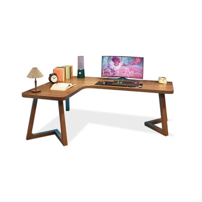 Tan Rectangular Solid Wood desks by Hokku Designs