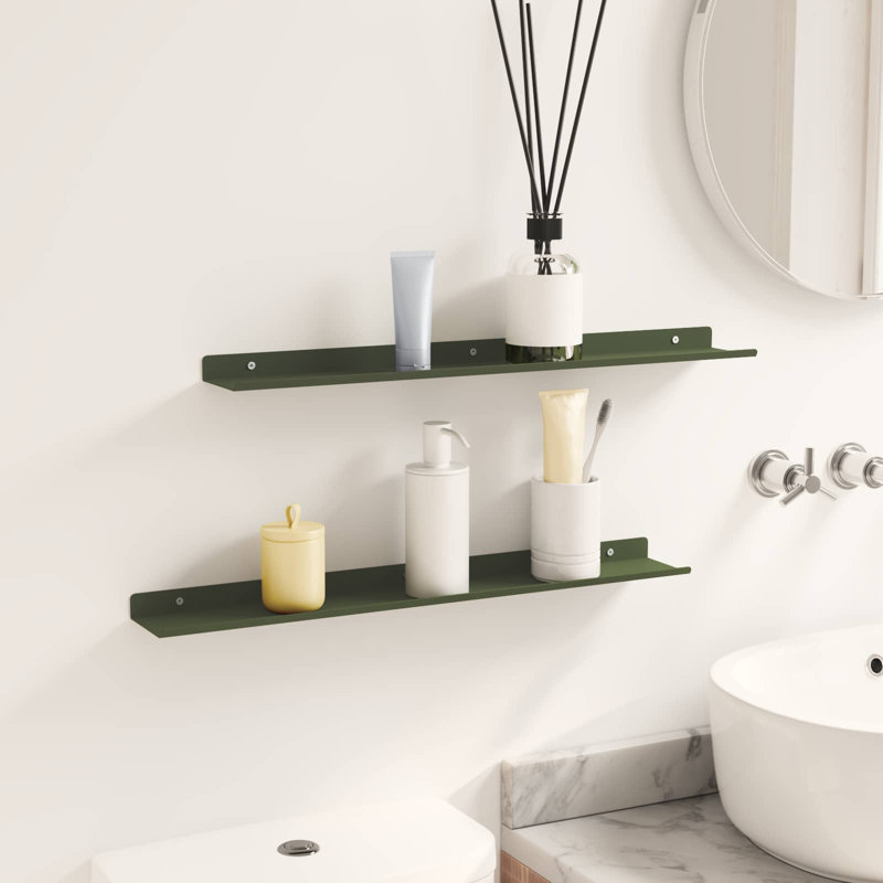 Steel Floating Shelf, Olive Green