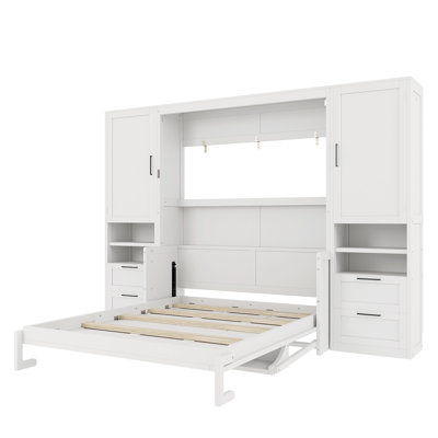 Lit escamotable 4 tiroirs avec 2 armoires et tablettes