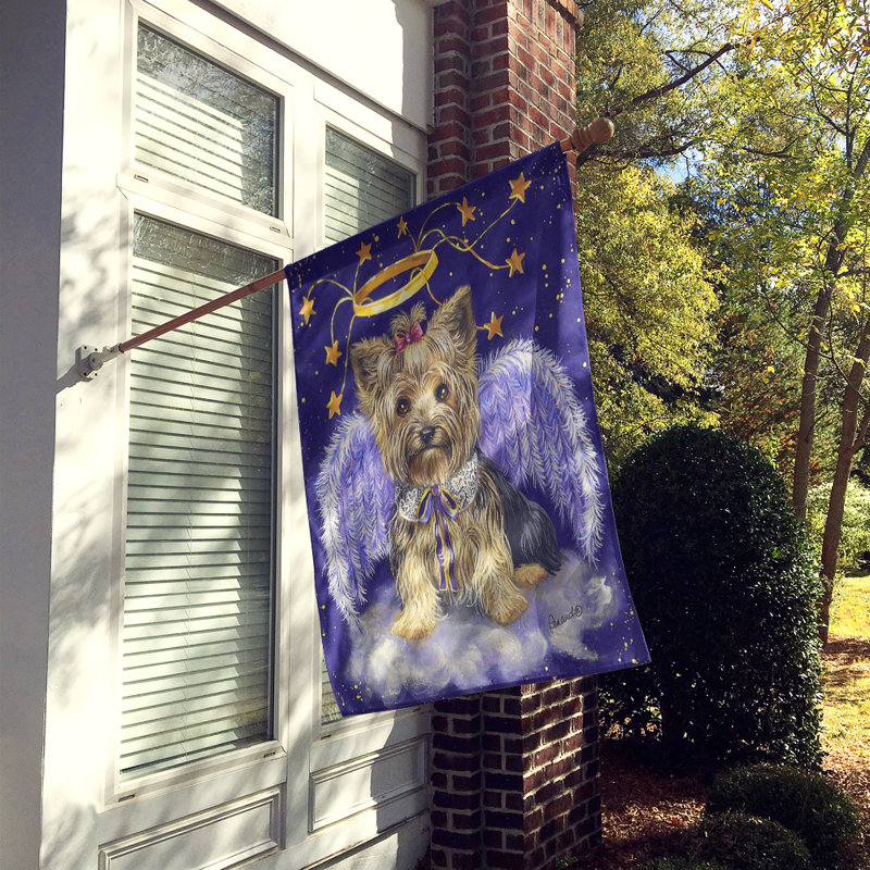 Drapeau de maison Hvidovre Sheltie Halloween en polyester à 2 faces 3 x 2 pi, Yorkshire terrier ange de Noël