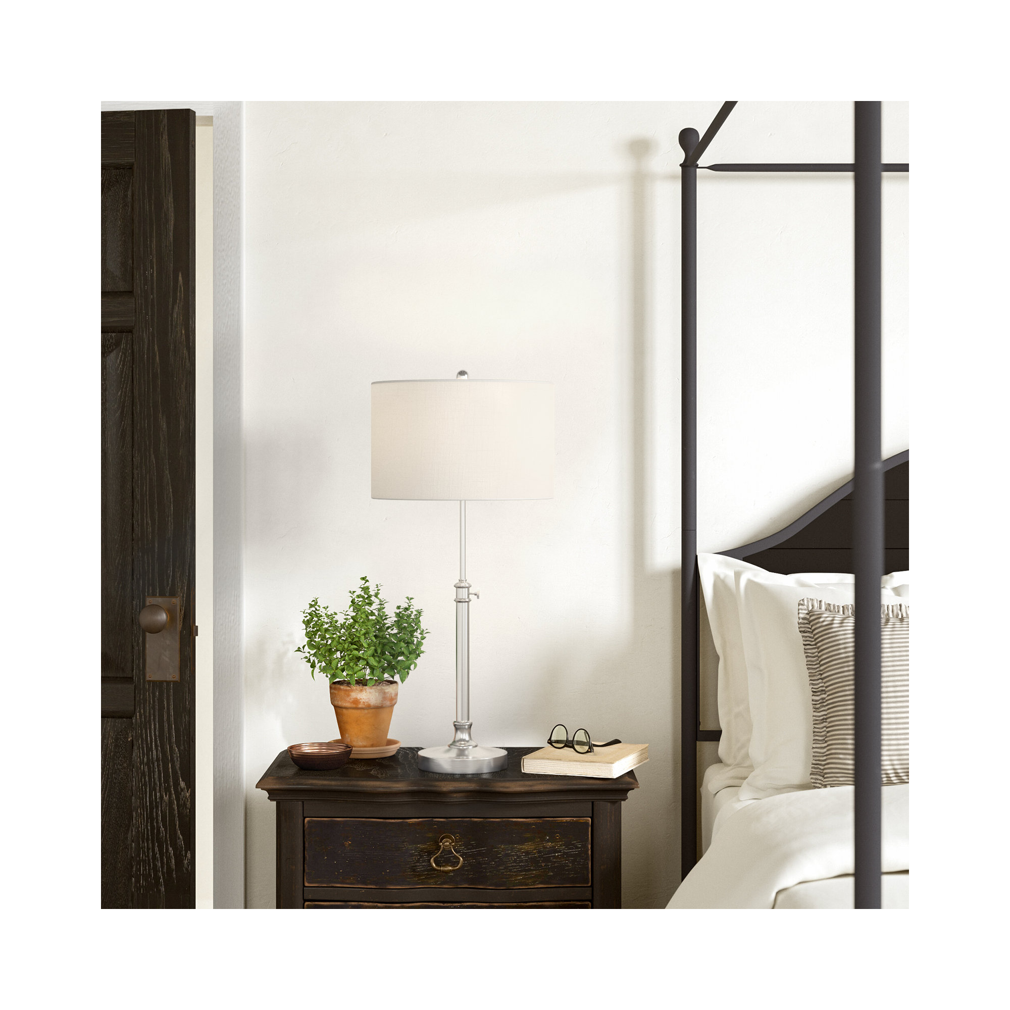 Elita Adjustable Metal Table Lamp, Brushed Steel