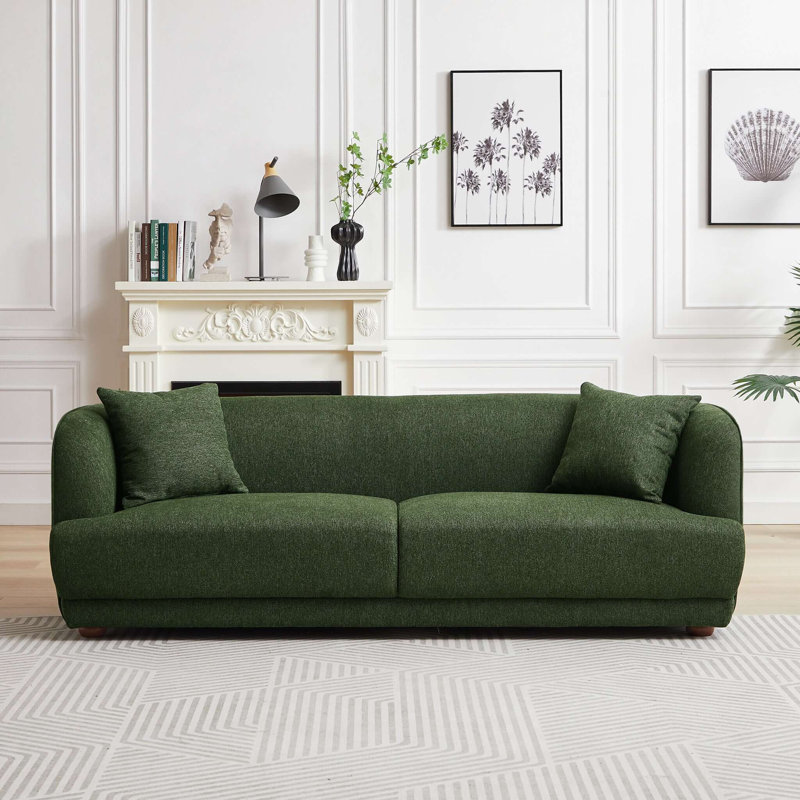 86.6'' Upholstered Sofa, Green Linen