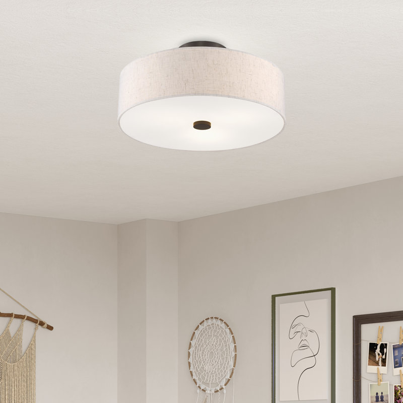 Arianny Linen Blend Semi Flush Mount, English Bronze