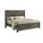 Queen Size Bed In Rustic Gray, Metal And Paper, Casual Bedroom Decor Gray Frame With Rubberwood Legs, Headboard, Transitional Style