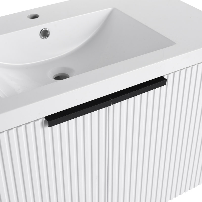 Meuble-lavabo mural 36 po avec lavabo en résine, Blanc