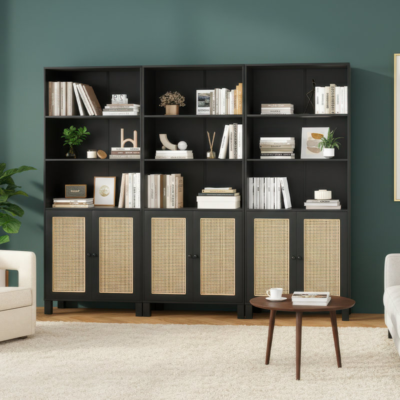 29.9" W Modern Bookcase, Black