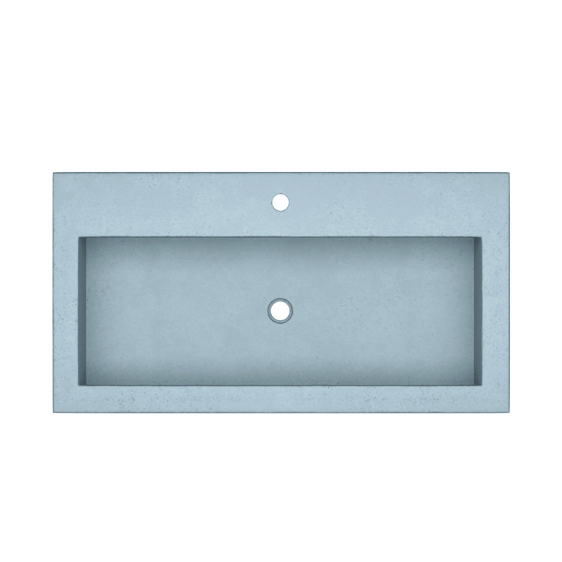 Trough Handmade Rectangular Bathroom Sink, Ocean, Single Hole Faucet