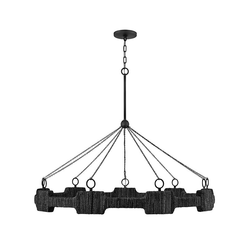 Raffi 48" Integrated LED Hand-Wrapped Rattan Chandelier by Lisa McDennon