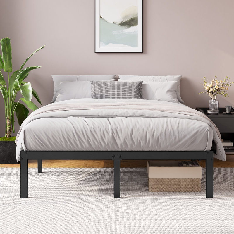 Barbieri Modern Metal Platform Bed Frame with Heavy Duty Steel Slat Support, Kingsize (5')
