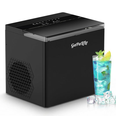 Machine à glaçons de comptoir - machine à glaçons rapide de 26 lb / 24 h, 9 cubes de glace en 6 minutes, machine à glaçons compacte portable avec fonction autonettoyante, panier à glaçons et pelle pour la cuisine, le camping et le camping-car (noir)