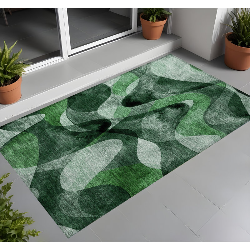 Tapis extérieur lavable antidérapant 2 pi x 3 pi vert Fern
